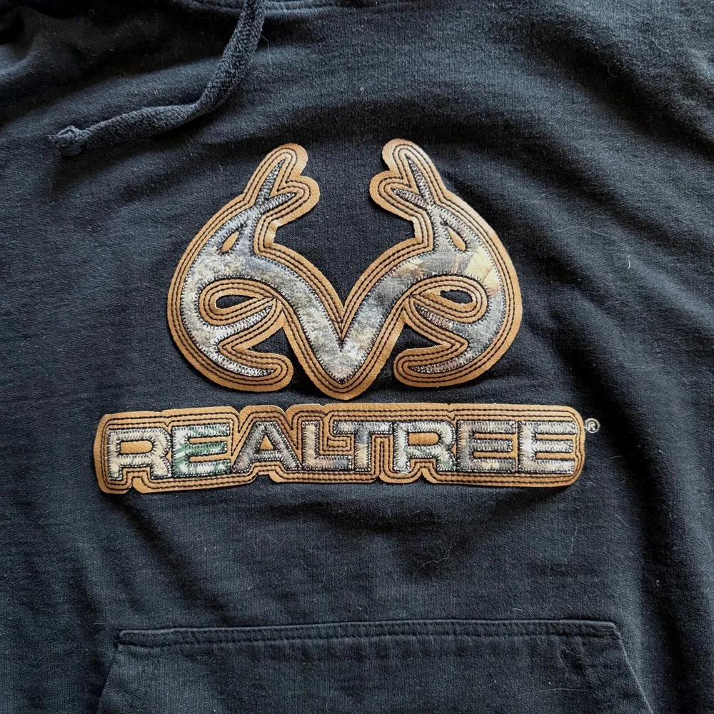 Realtree Hoodie Sweatshirt iBlack Pullover Long Sleeve Kangaroo Pockets Camo XL